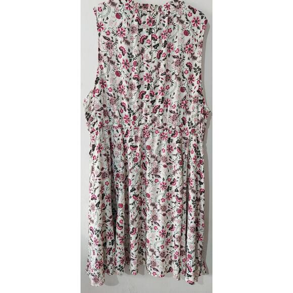 Torrid Challis Hi-Low Dress Size 5X Floral Sleeveless Pockets Pink White Stretch - Picture 4 of 7
